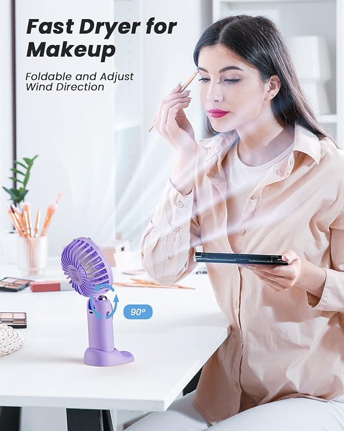 Portable Handheld Fan, 4000mAh Battery Operated 3 in 1 Multifunction Personal Travel Fan with Digital Display,