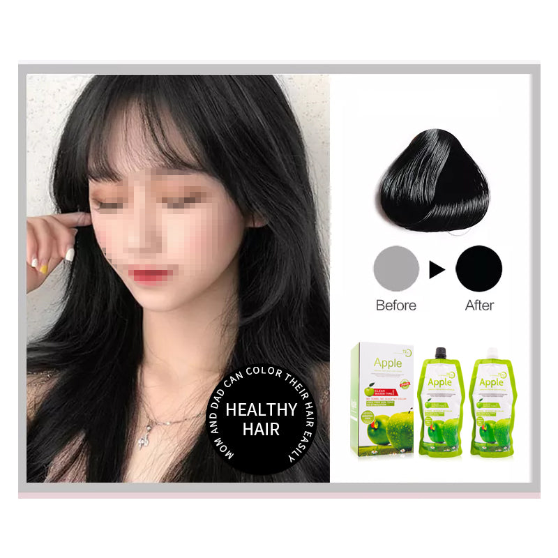 Ammonia Free Apple Fruit Magic Hair Dye Cream Clear Water Type for Men and Women Fast Cover White/Gray Hair Black Hair,