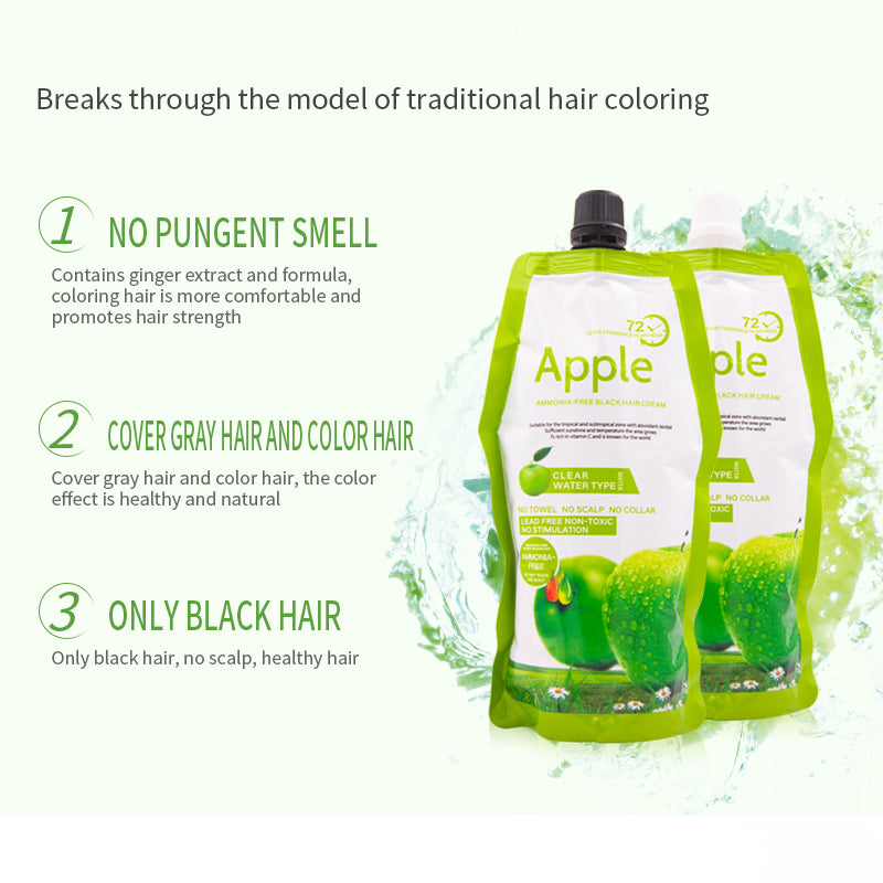 Ammonia Free Apple Fruit Magic Hair Dye Cream Clear Water Type for Men and Women Fast Cover White/Gray Hair Black Hair,