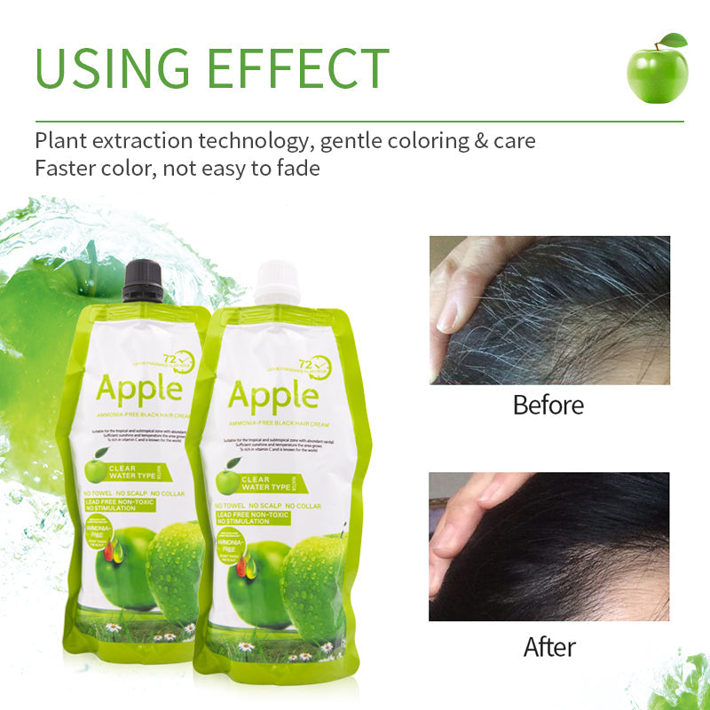 Ammonia Free Apple Fruit Magic Hair Dye Cream Clear Water Type for Men and Women Fast Cover White/Gray Hair Black Hair,