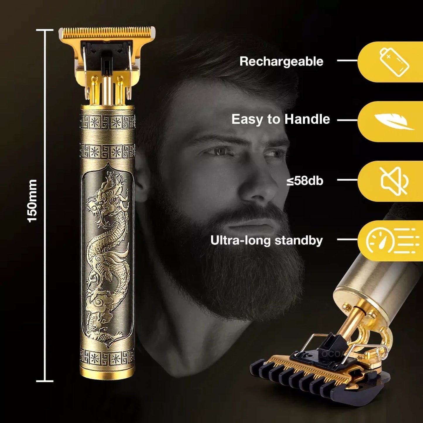 T9 Vintage Hair Trimmer For Men Rechargeable Shaver"