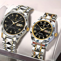 2pcs Couple Watch Set, Multi Functional Fashion Quartz Watch