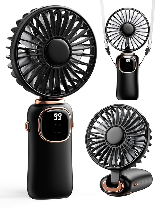 Portable Handheld Fan, 4000mAh Battery Operated 3 in 1 Multifunction Personal Travel Fan with Digital Display,