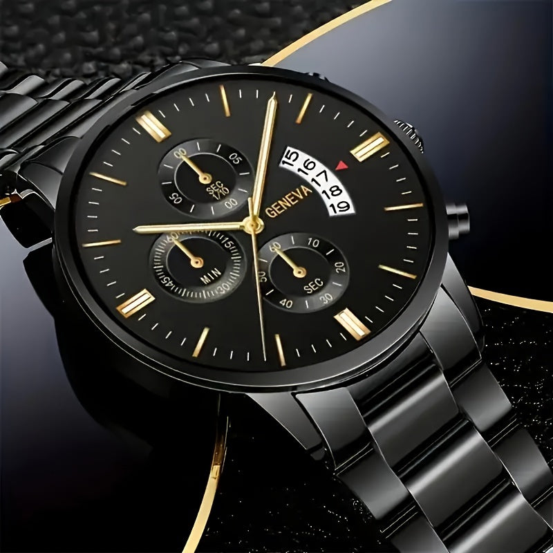 Fashionable Men's Quartz Watch Set with Calendar