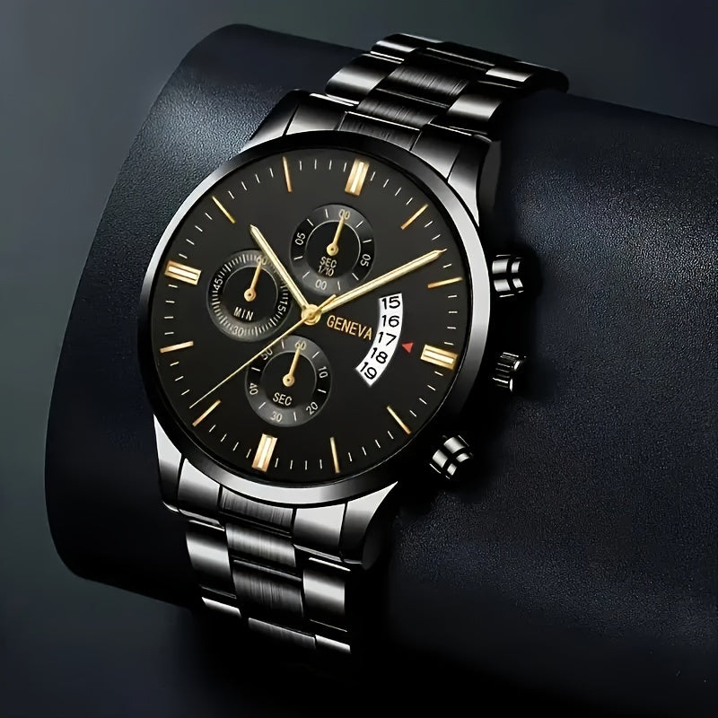 Fashionable Men's Quartz Watch Set with Calendar