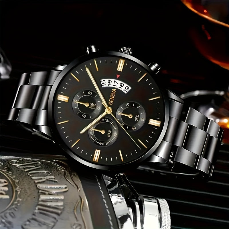 Fashionable Men's Quartz Watch Set with Calendar