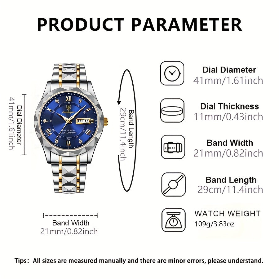 2pcs Couple Watch Set, Multi Functional Fashion Quartz Watch